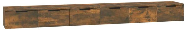 2 db füstös tölgy színű szerelt fa faliszekrény 102x30x20 cm