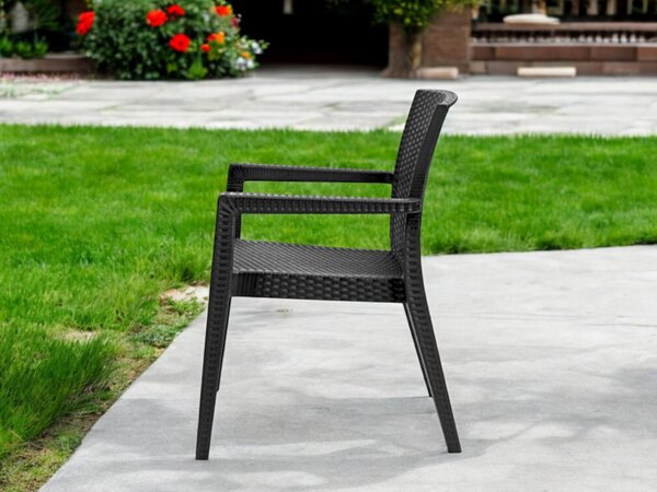BARAW rattan karfás szék antracit szürke 88x59x59 cm
