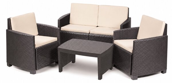 LIPARI Rattan kerti bútor szett párnával Antracit 79x131x61 cm