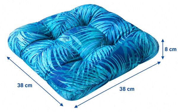 PUFFY Ülőpárna 38x8 cm kékeszöld mexikói pálmalevél mintás