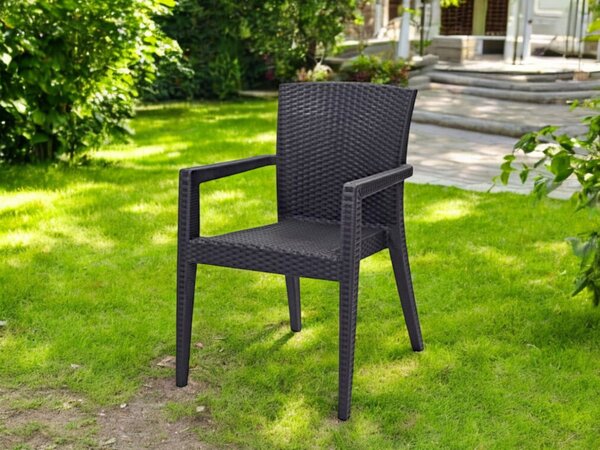 BARAW rattan karfás szék antracit szürke 88x59x59 cm