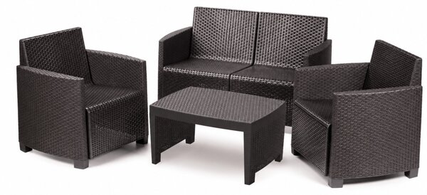 LIPARI Rattan kerti bútor szett párnával Antracit 79x131x61 cm