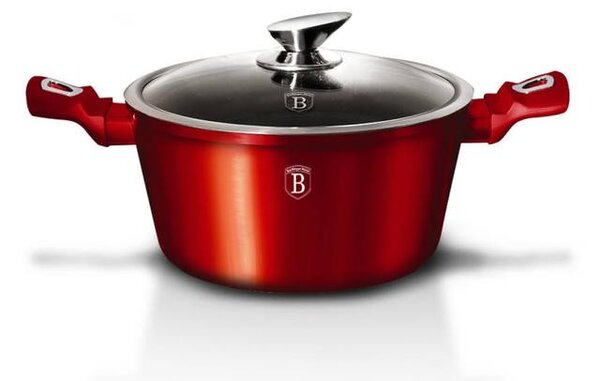 Berlinger Haus BURGUNDY bevonatos LÁBOS üvegfedővel 24cm 4,1l / BH-1257N-MA /