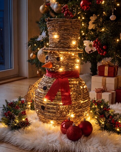 Karácsonyi dekoráció LED OLAFSVIK 52 cm Hóember Természetes