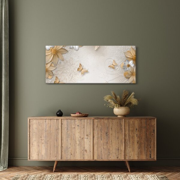 Kép - virágok pillangókkal (120x50 cm)