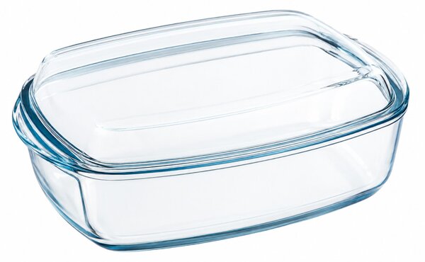 PYREX ESSEN Szögletes sütőtál fedővel 6,7 L14x37x22 cm áttetsző