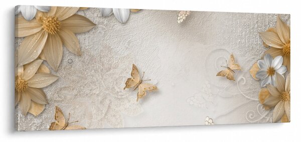 Kép - virágok pillangókkal (120x50 cm)