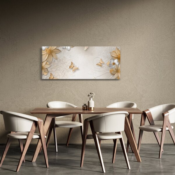 Kép - virágok pillangókkal (120x50 cm)