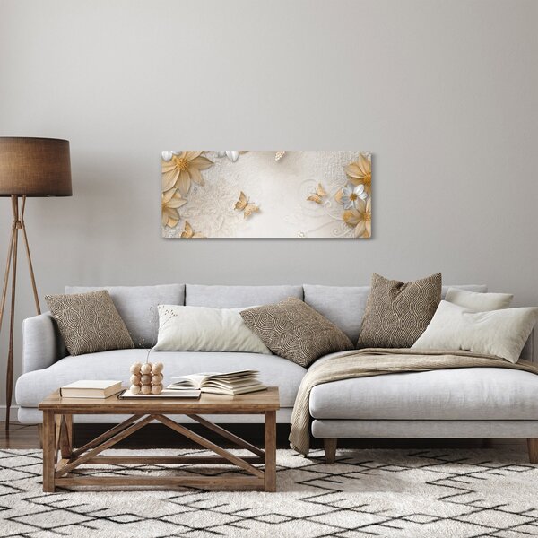 Kép - virágok pillangókkal (120x50 cm)
