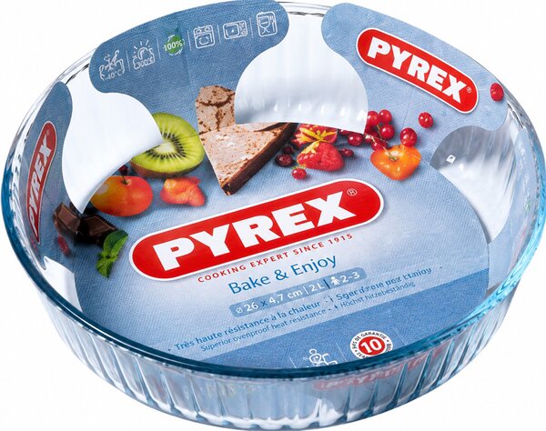 PYREX Kerek üveg sütőforma 2,1 L 26x5,8 cm