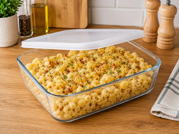 PYREX COOK&FREEZE Szögletes sütőtál műanyag tetővel 2,6 L 25x19x8 cm