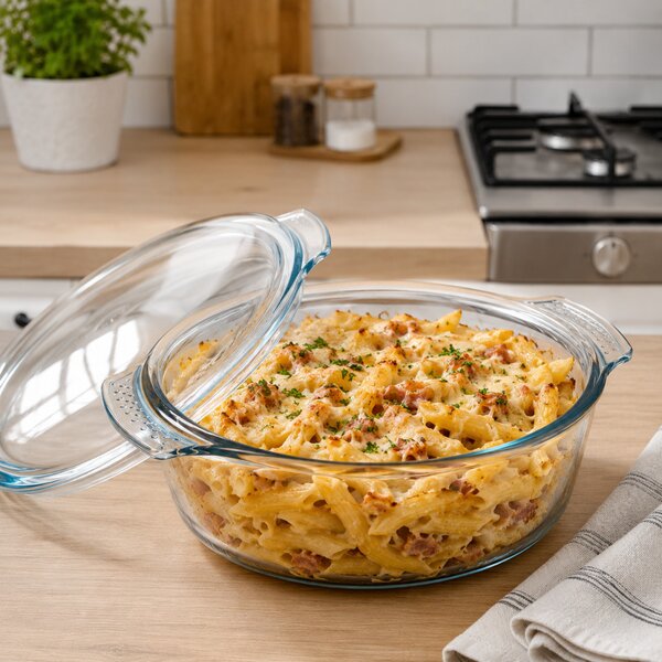 PYREX Kerek sütőtál fedővel 4,9 L 12x31 cm áttetsző
