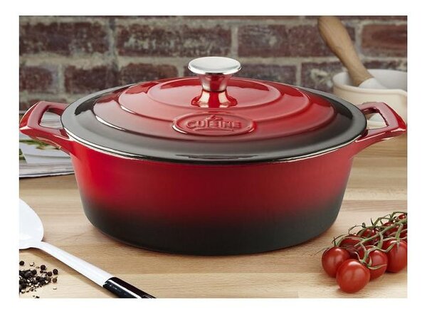 La Cuisine RED öntöttvas ovál sütőtál+fedő 29x23x11cm 4,75L