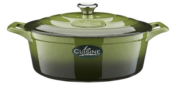 La Cuisine GREEN öntöttvas ovál sütőtál 29x11cm 4,75l+fedő