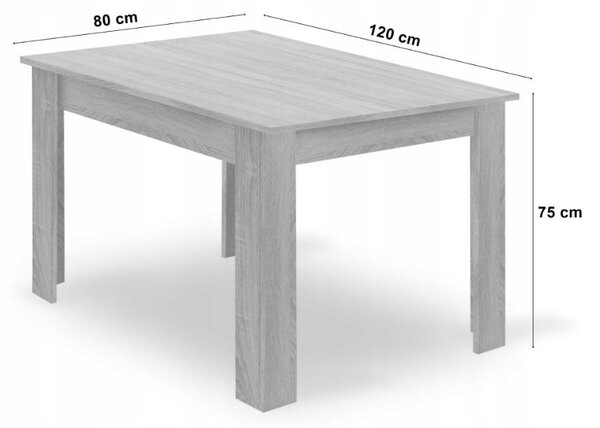 Étkezőgarnitúra 1 + 4, MADO asztal 120x80 cm fekete/dub artisan + fekete bársonyszék LAVA fekete lábakkal
