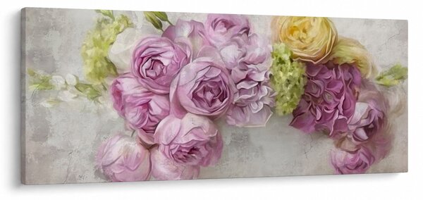 Kép - Virágok a falon pasztell színekben (120x50 cm)