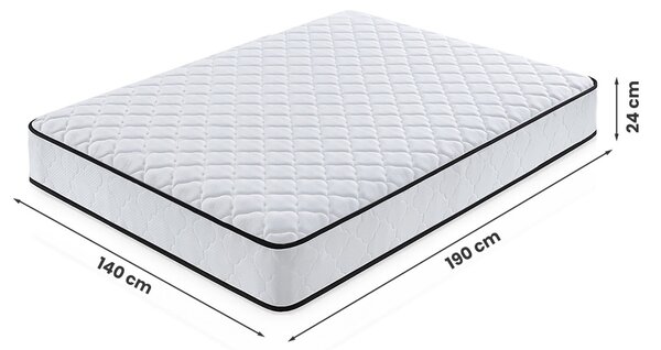 AKORD rugós matrac védőhuzattal 140x190 cm H3 fehér 24 cm magas