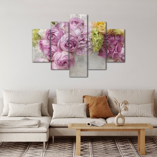 Kép - Virágok a falon pasztell színekben (150x105 cm)