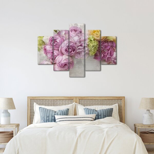 Kép - Virágok a falon pasztell színekben (150x105 cm)