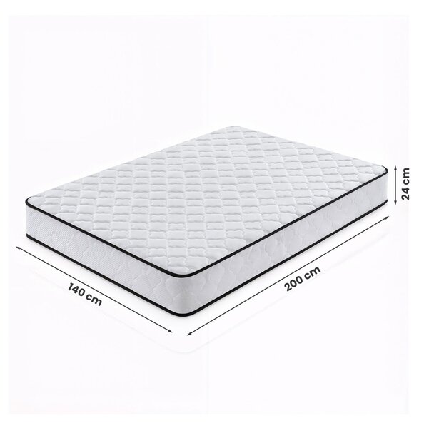 AKORD Furniture Factory rugós matrac védőhuzattal 140x200 cm H3 fehér 24 cm magas