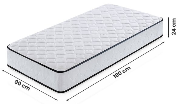 AKORD rugós matrac védőhuzattal 90x190 cm H3 fehér 24 cm magas