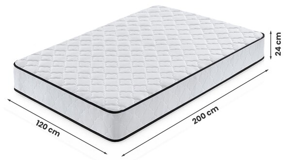 AKORD Furniture Factory rugós matrac védőhuzattal 120x200 cm H3 fehér 24 cm magas