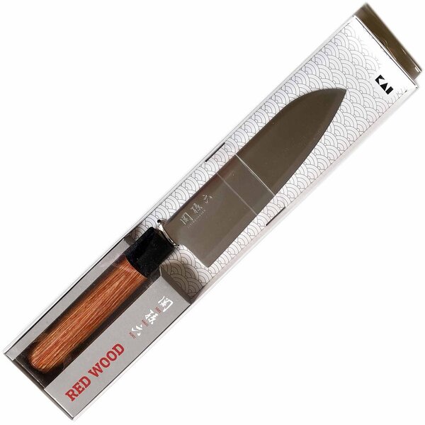 KAI Seki Magoroku Red Wood Santoku szakácskés 17cm (MGR-0170S)