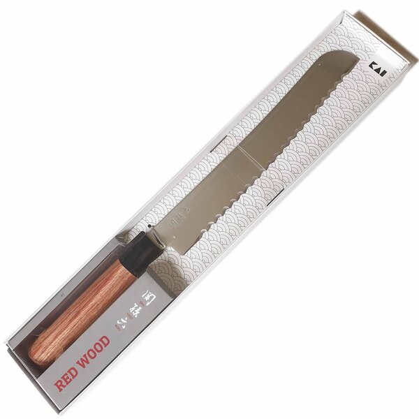 KAI Seki Magoroku Red Wood kenyérvágó kés 22,5cm (MGR-0225B)