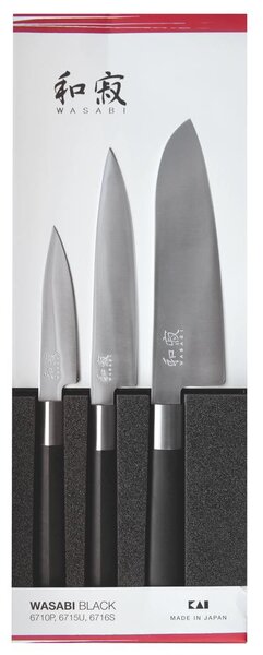 KAI Wasabi Black 3 darabos kés készlet (6710P + 6715U + 6716S) (67S-310)