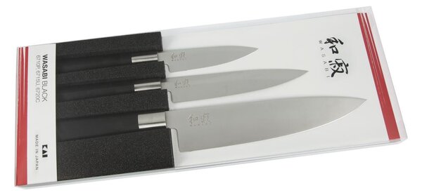 KAI Wasabi Black 3 darabos kés készlet (6710P + 6715U + 6720C) (67S-300)