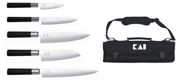 KAI Wasabi Black 5 darabos szakácskés készlet (6710P + 6715U + 6716S + 6720C & 6723L) (DM-0781EU67)