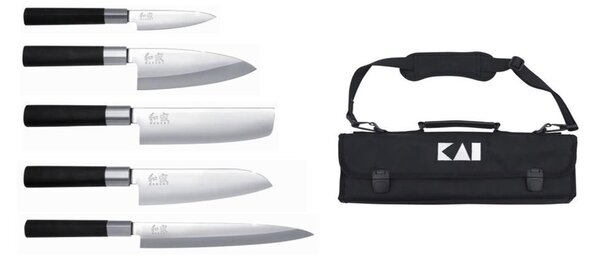 KAI Wasabi Black 5 darabos szakácskés készlet (6710P + 6715D + 6716N + 6716S & 6721Y) (DM-0781JP67)