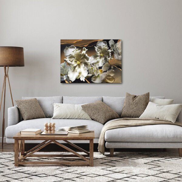 Kép - Orchidea virágok márvány háttérrel (70x50 cm)