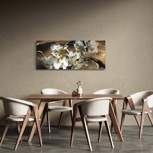 Kép - Orchidea virágok márvány háttérrel (120x50 cm)