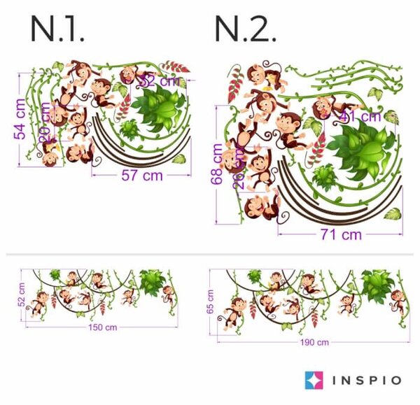 INSPIO - átragasztható textil matrica - Falmatrica babaszobába - Dzsungel