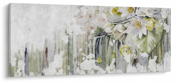Kép - Fehér virágok, vintage (120x50 cm)