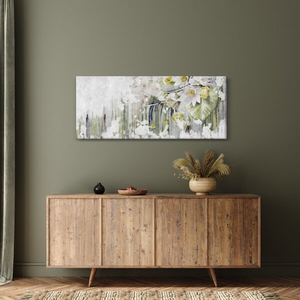 Kép - Fehér virágok, vintage (120x50 cm)