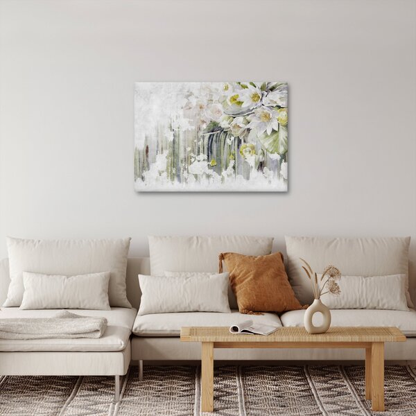 Kép - Fehér virágok, vintage (70x50 cm)