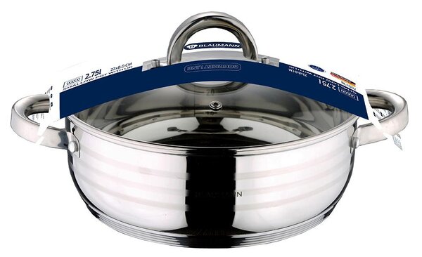 Blaumann GOURMET LINE rozsdamentes lábos üvegfedővel 2,75 L (BL-1002)