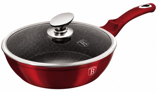 BERLINGER HAUS BURGUNDY Bevonatos mély serpenyő fedővel 24 cm INDUKCIÓS