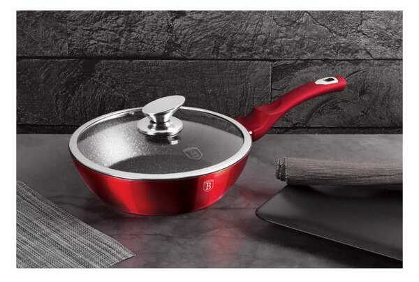 BERLINGER HAUS BURGUNDY Bevonatos mély serpenyő fedővel 24 cm INDUKCIÓS