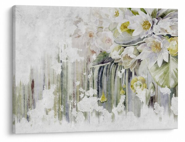 Kép - Fehér virágok, vintage (70x50 cm)