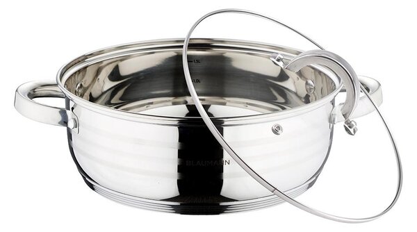 Blaumann GOURMET LINE rozsdamentes lábos üvegfedővel 2,75 L (BL-1002)