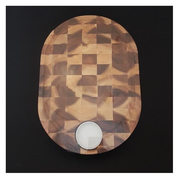 PARAWOOD Fa előételes deszka + porcelán tálka 28x40x3,5 cm ovál