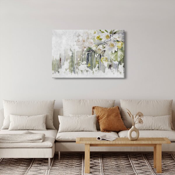 Kép - Fehér virágok, vintage (90x60 cm)