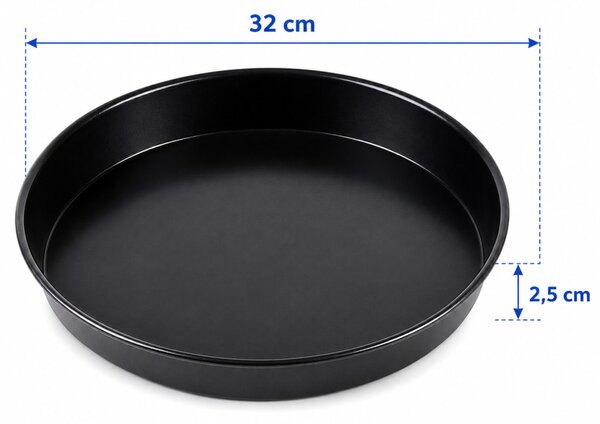 PADERNO Kék acél pizzasütő kerek 32×2,5 cm