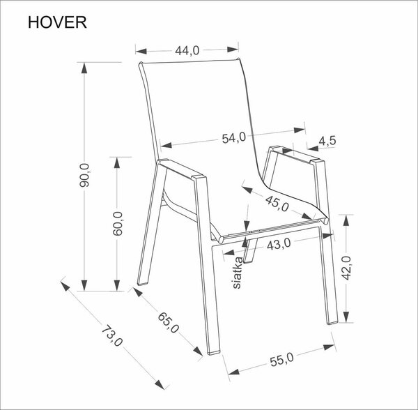 Szék, rakásolható, szürke / antracit - HOUVRET