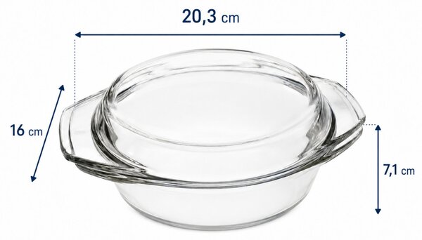 SIMAX STAR LINEA Hőálló sütőtál kerek tál 1 L tetővel 20,3x16x7,1 cm áttetsző