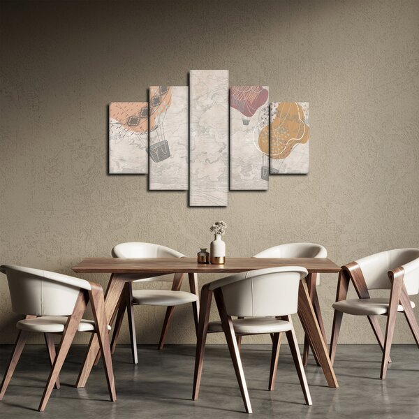 Kép - léggömbök a város felett , meleg tónusok (150x105 cm)