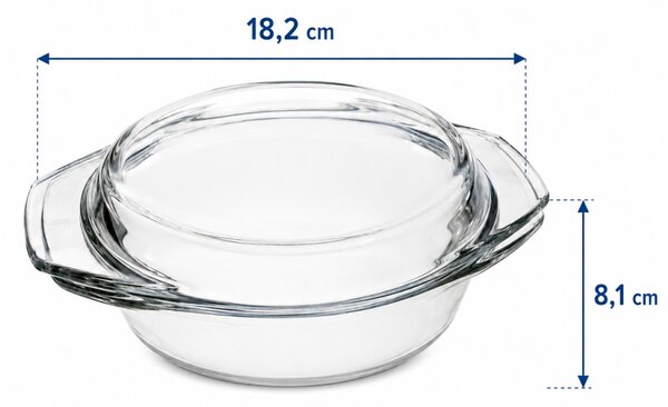 SIMAX STAR LINEA Hőálló sütőtál kerek tál 1,4 L tetővel 8,1x 18,2 cm áttetsző